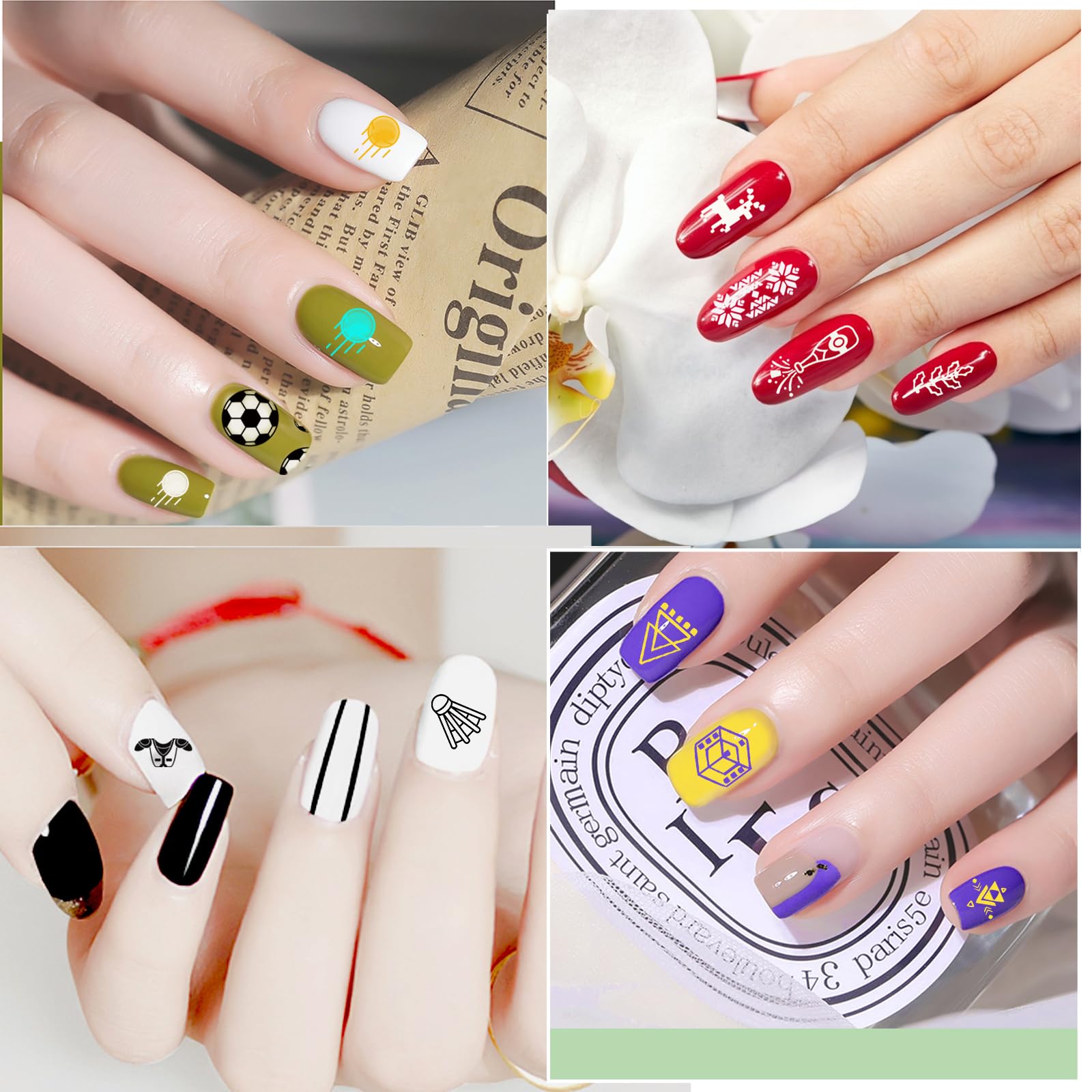 Biutee Nail Stamping Kit – 10PCS French Line Plates with Silicone Stamper for DIY Manicure & Salon Nail Art