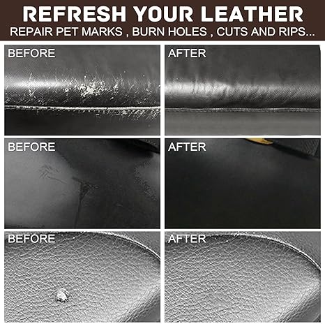 DEWEL レザーリペアキット – ブラックバーム、ミンクオイル、フィラー(ソファ、車のシート、家具など)