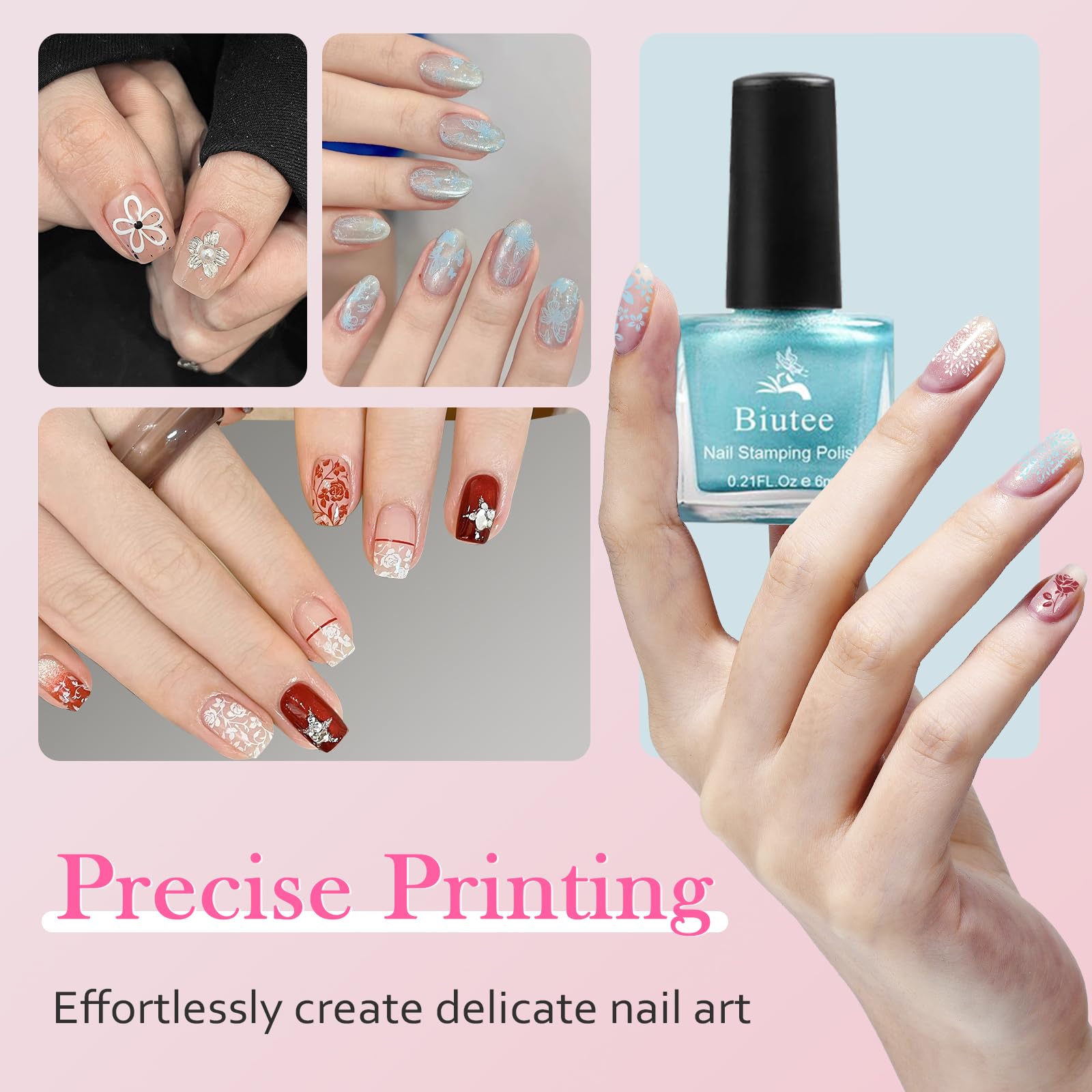 Biutee Nail Stamping Polish – 12 Colors 6ml Air Dry Set for Stamping Plates with Gift Box
