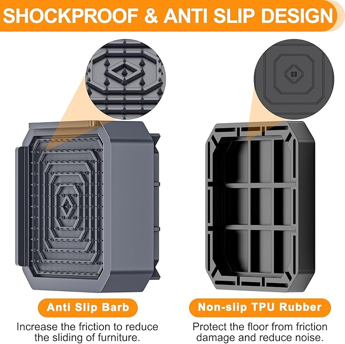 DEWEL Robuste, verstellbare Betterhöhungen, 5,1 bis 10,2 cm, quadratisch, 4er-Set, weiß, unterstützt 500 kg