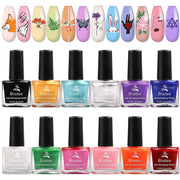 Biutee Nail Stamping Polish – 12 Colors Air Dry Nail Art Polish Set for Stamping Plates, Holiday Manicure Kit