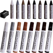 SEISSO 家具補修マーカーキット 17本入り 木製タッチアップマーカー&ワックススティック シャープナー付き