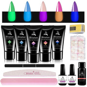 Poly Nail Extension Gel Kit – 7 Colors Builder Gel with Temperature Change, Glitter, Clear & Pink for DIY Manicure at Home