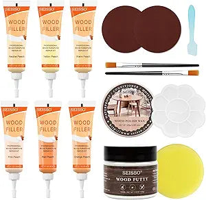SEISSO Wood Repair Kit – 16 PCS Peach Wood Fillers & Putty Set