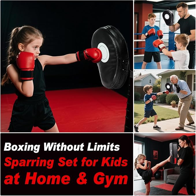 CYFIE Kids Boxing & Kick Pads Set, Training Gloves & Punch Mitts