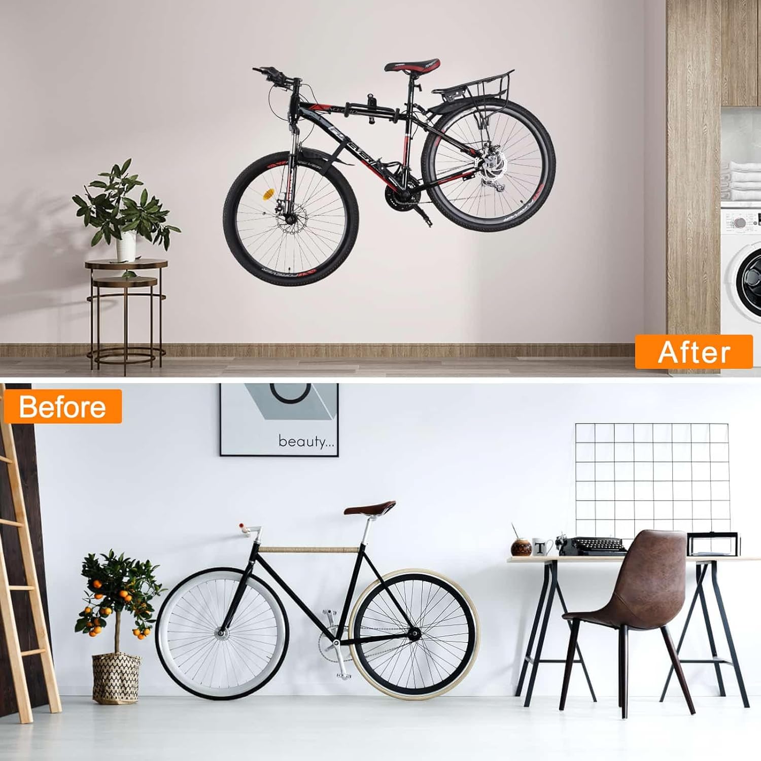 Cyfie Horizontal Wall Mount Bike Rack for Mountain Road Hybrid Bikes