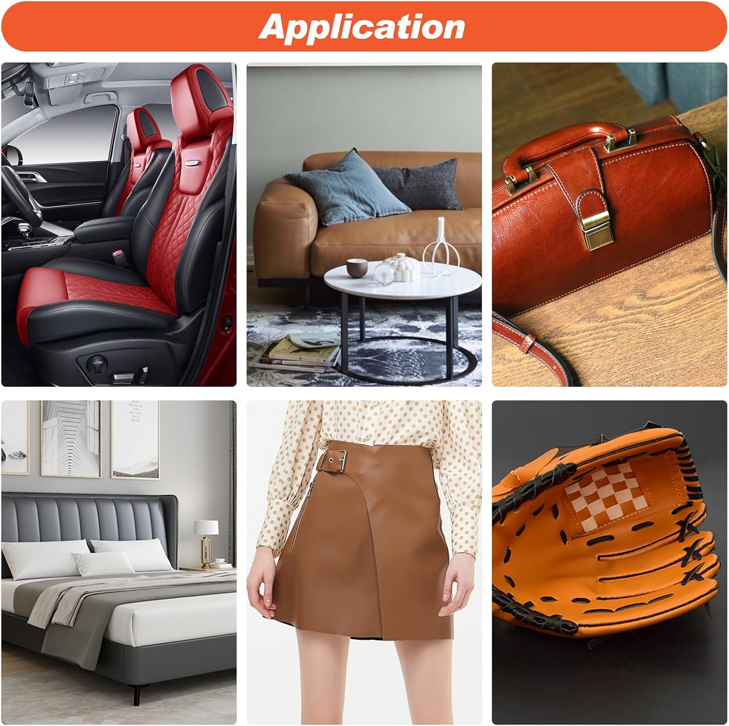 GRPOCHE レザー&ビニール補修キット – ソファ、車のシート、カウチ、ジャケット、財布用 12色