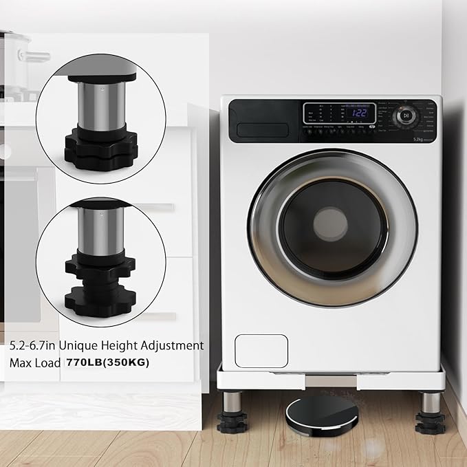 DEWEL 調節可能なミニ冷蔵庫&洗濯機ベーススタンド、容量770ポンド
