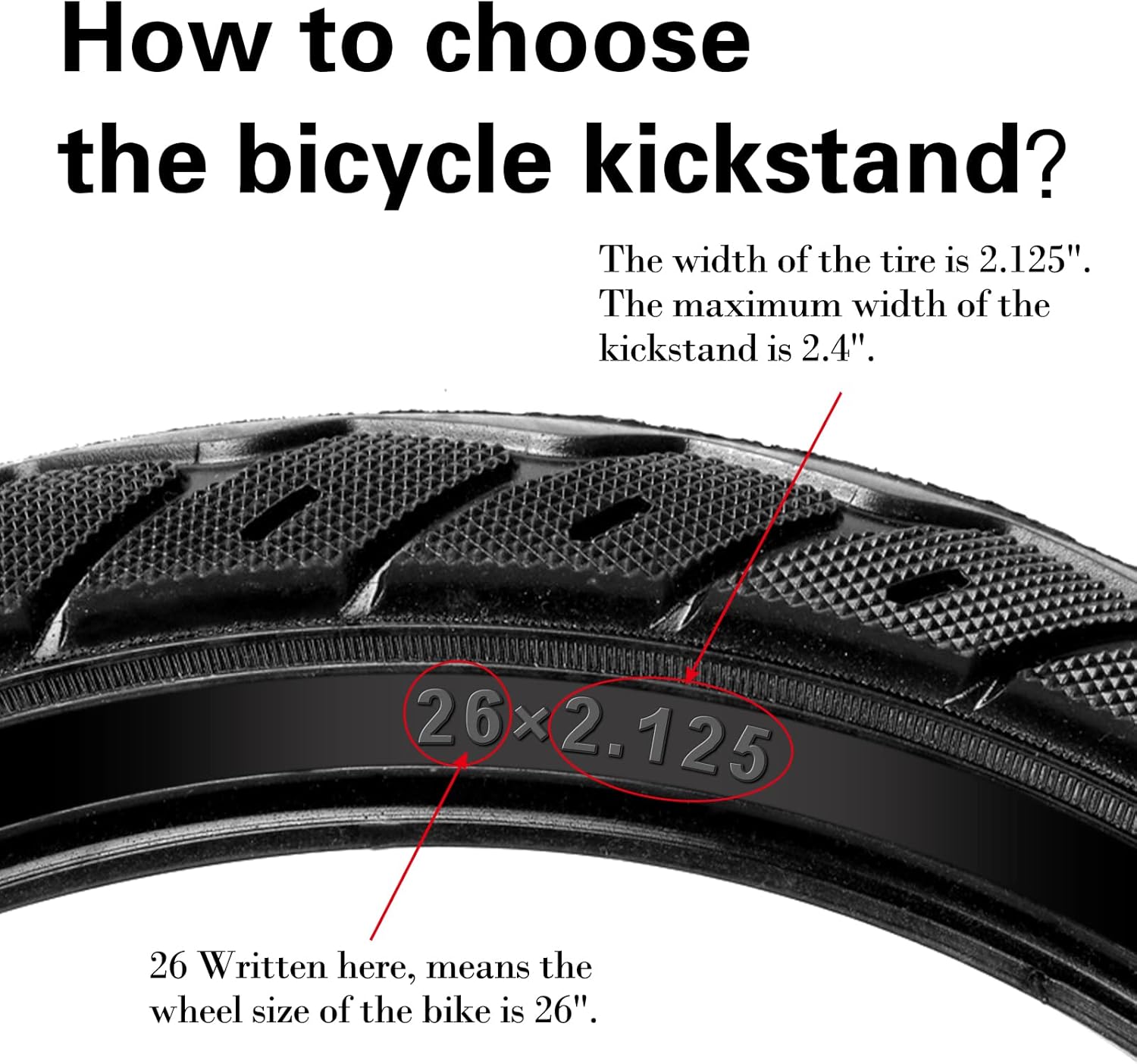 Cyfie ユニバーサル リアバイクキックスタンド 24 26 27 29インチホイール用 (ブラック、24~29インチバイクホイール用)