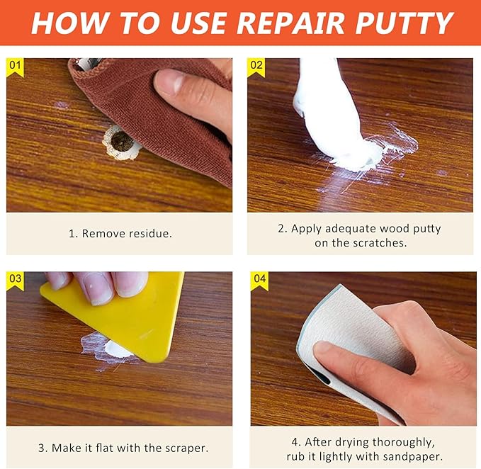 GRPOCHE 36 PCS Wood Repair Kit Floor & Furniture Touch Up Set with Filler Markers Wax