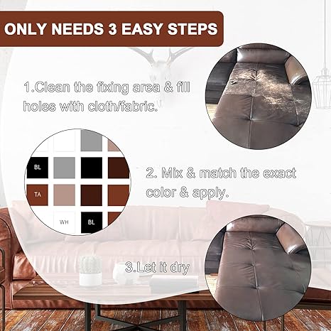 SEISSO ビニール&レザー補修キット(家具、車のシート、ソファ、ジャケット、財布用)