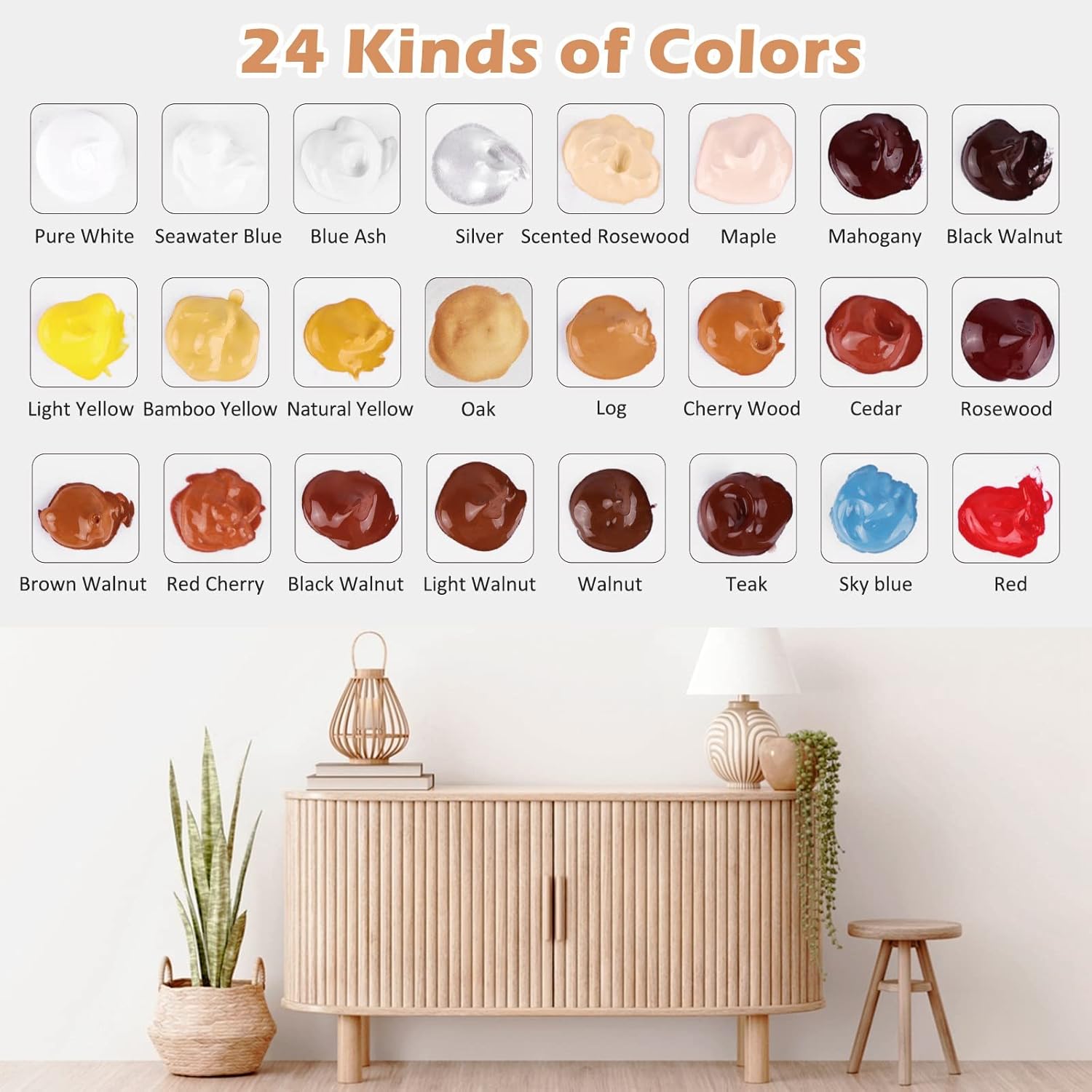 SEISSO Wood Furniture Repair Kit – 24 Colors 50pcs Fillers & Tools