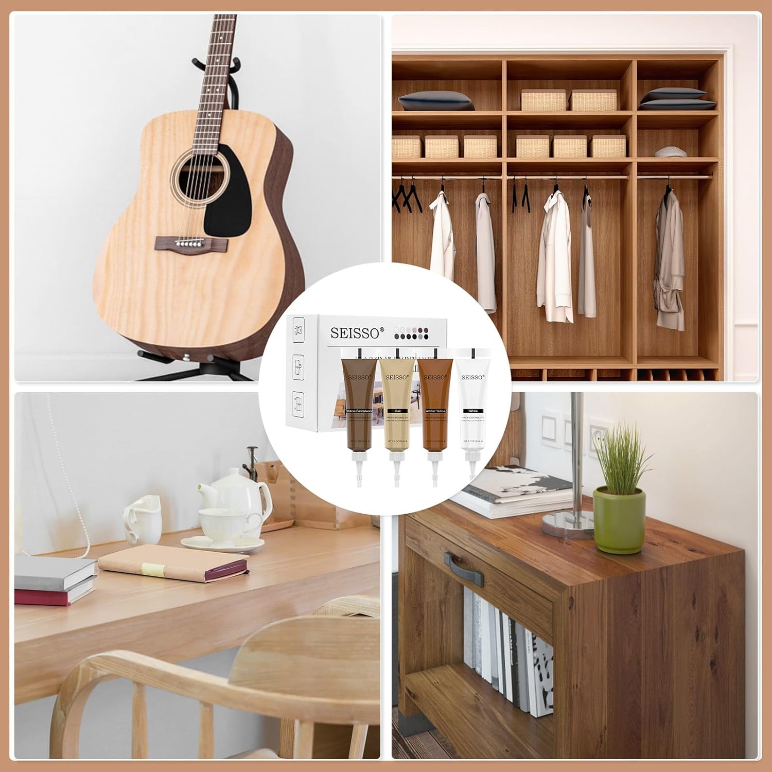 SEISSO Wood Repair Kit 12 Colors Touch Up Fillers for Scratches Stains Floors Tables