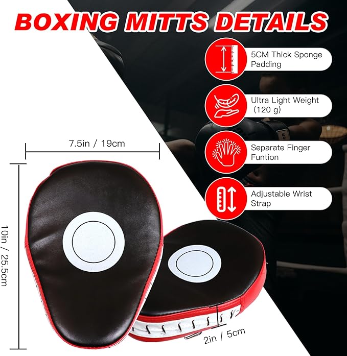 CYFIE 2-in-1 Boxing Pads & Mitts Set for Kids & Youth – Karate, Muay Thai, Taekwondo Training
