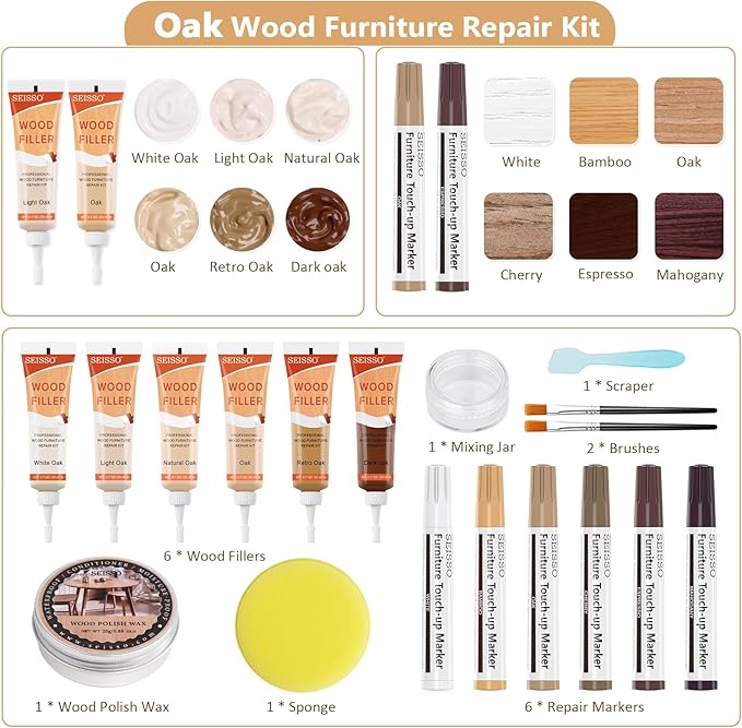 木製家具修理キット - オーク材修理キット(18個入り)