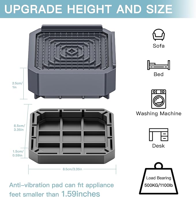 DEWEL Antivibrationspads für Waschmaschinen, 4 Stück – Geräusch- und Bewegungskontrolle