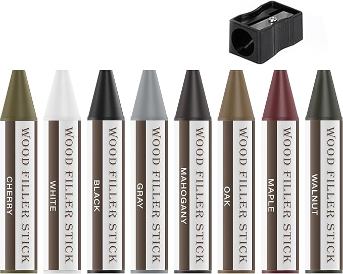 DEWEL 8 Pcs Wood Filler Sticks – Wax Repair Crayons for Furniture & Floor