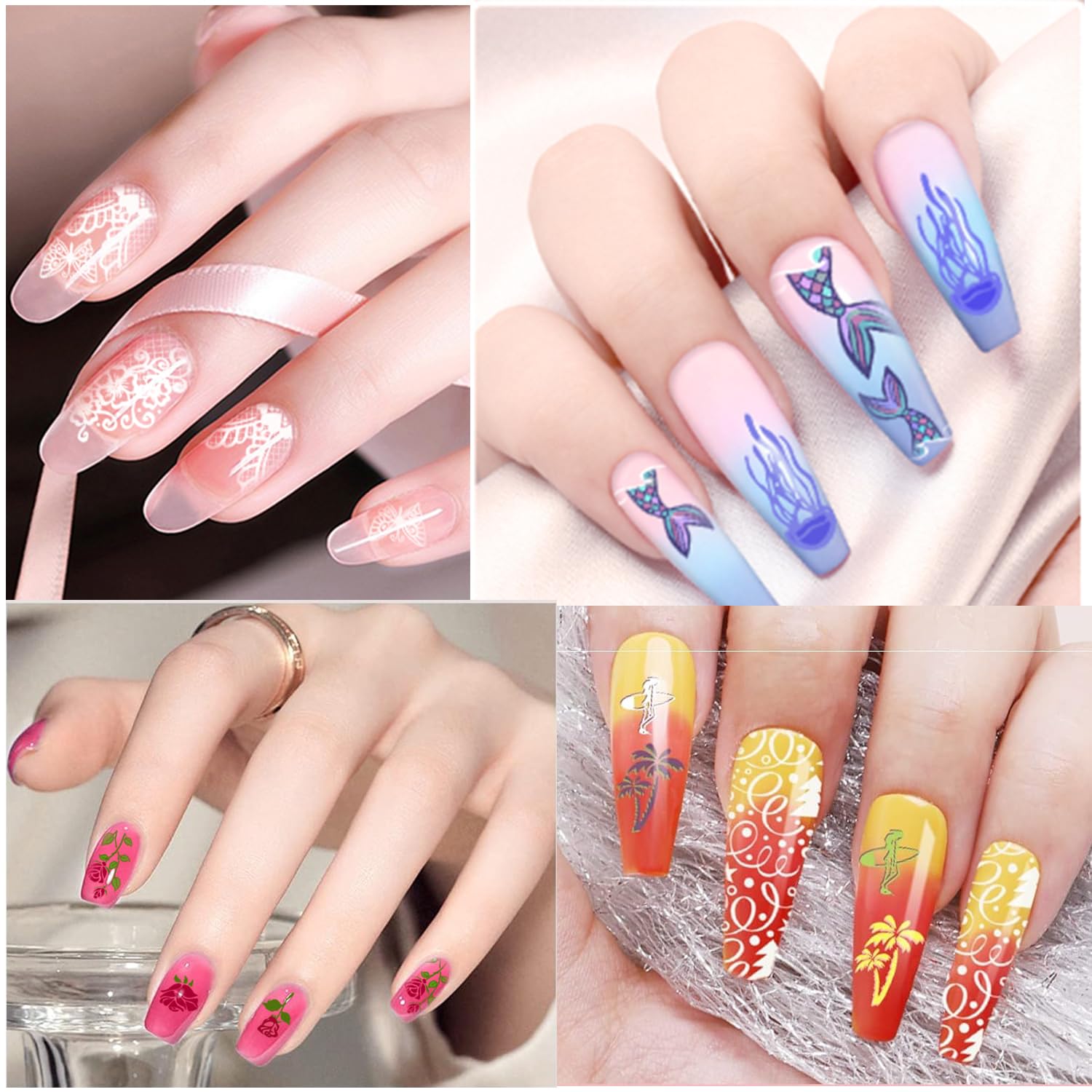 Biutee Nail Stamping Kit – 12PCS Plates with Stamper, Flower, Lace, Animal & Holiday Nail Art Designs