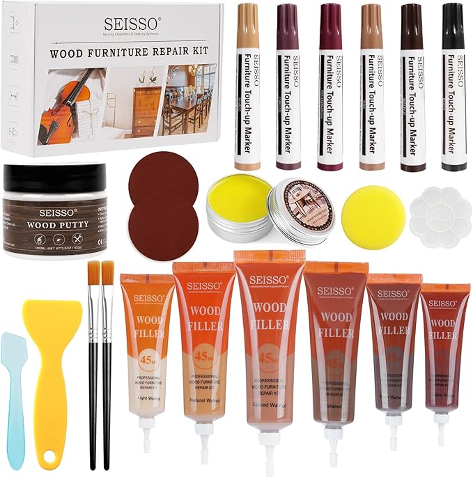 SEISSO Upgrade Furniture Repair Kit for Wood & Leather, Scratch Remover