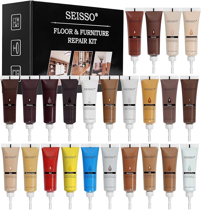 SEISSO Wood Furniture Repair Kit – 24 Colors 50pcs Fillers & Tools