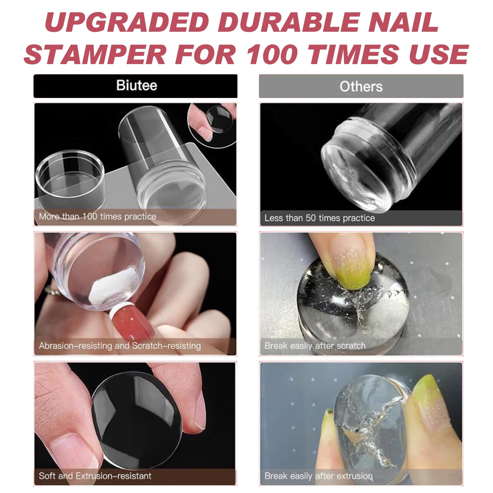 Biutee Nail Stamping Kit – 10PCS French Line Plates with Silicone Stamper for DIY Manicure & Salon Nail Art