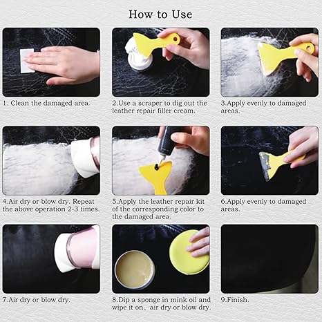 SEISSO Leather Repair Kit – Fix Scratches & Tears on Couches, Car Seats, Shoes