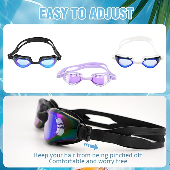 Cyfie Anti-Fog Swim Goggles Set – No Leak, UV Protection, Includes Nose Clip, Earplugs, Swim Cap & Case