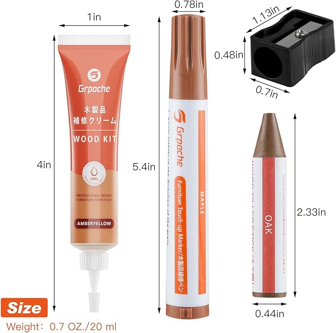 GRPOCHE 42個入り 木材補修キット – 家具・床用補修フィラー&マーカー