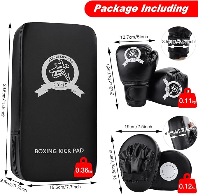 CYFIE Kickboxing Gloves & Pads Set – Punching Mitts for Kids & Adults