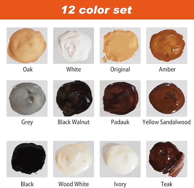 GRPOCHE 22 Pcs Wood Repair Kit – Fillers, Putty & Tools for Furniture & Floor