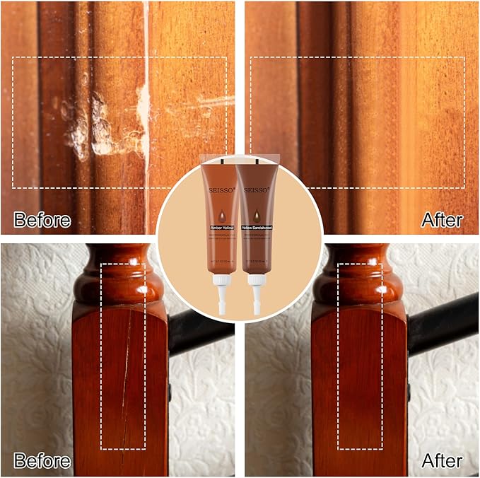 SEISSO 木製家具修理キット – 傷やひび割れ用のフィラーとマーカー28個