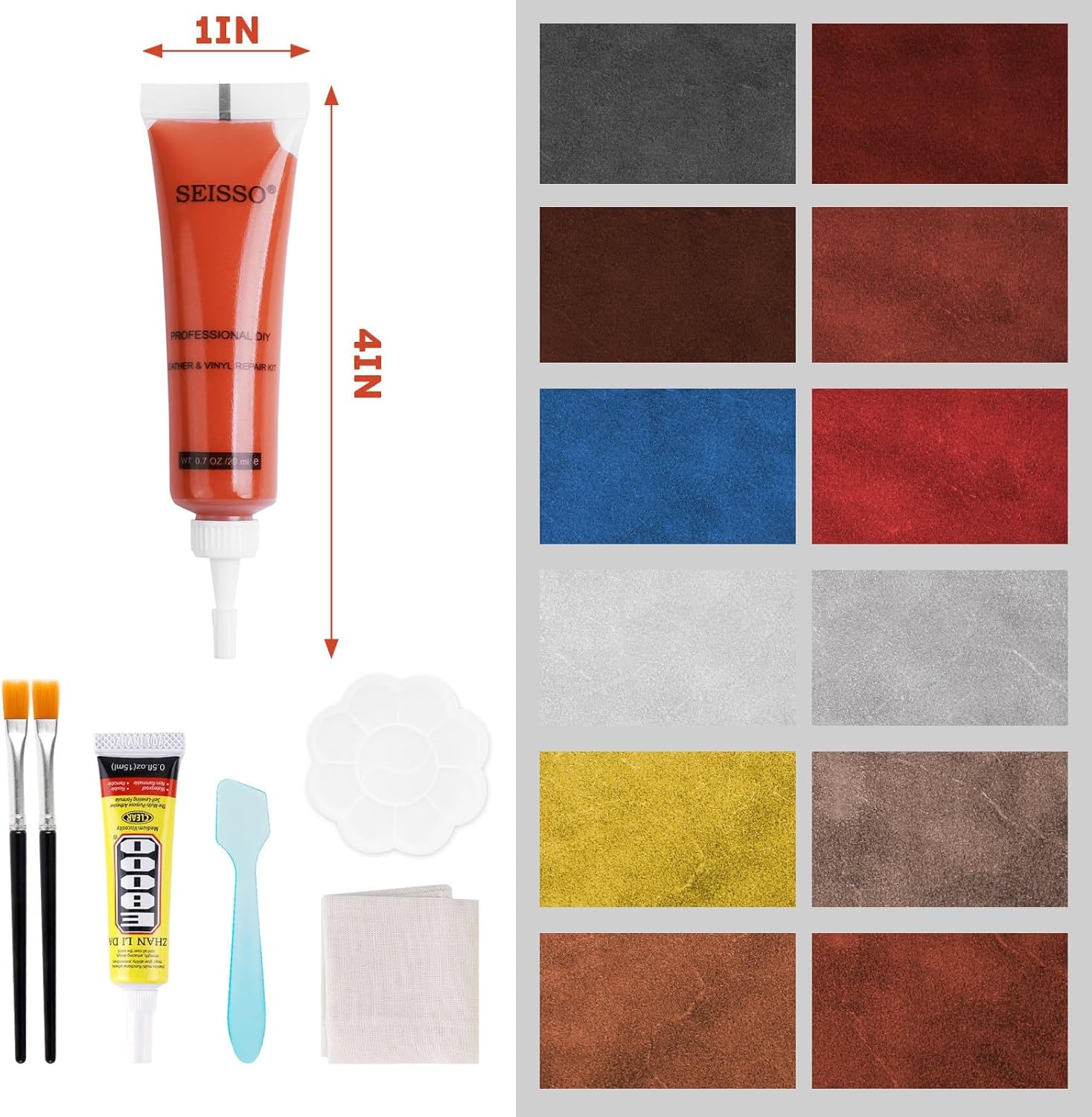 SEISSO レザーリペアキット – 車のシート、家具、ジャケット用ペースト – 破れや焦げ穴を修復