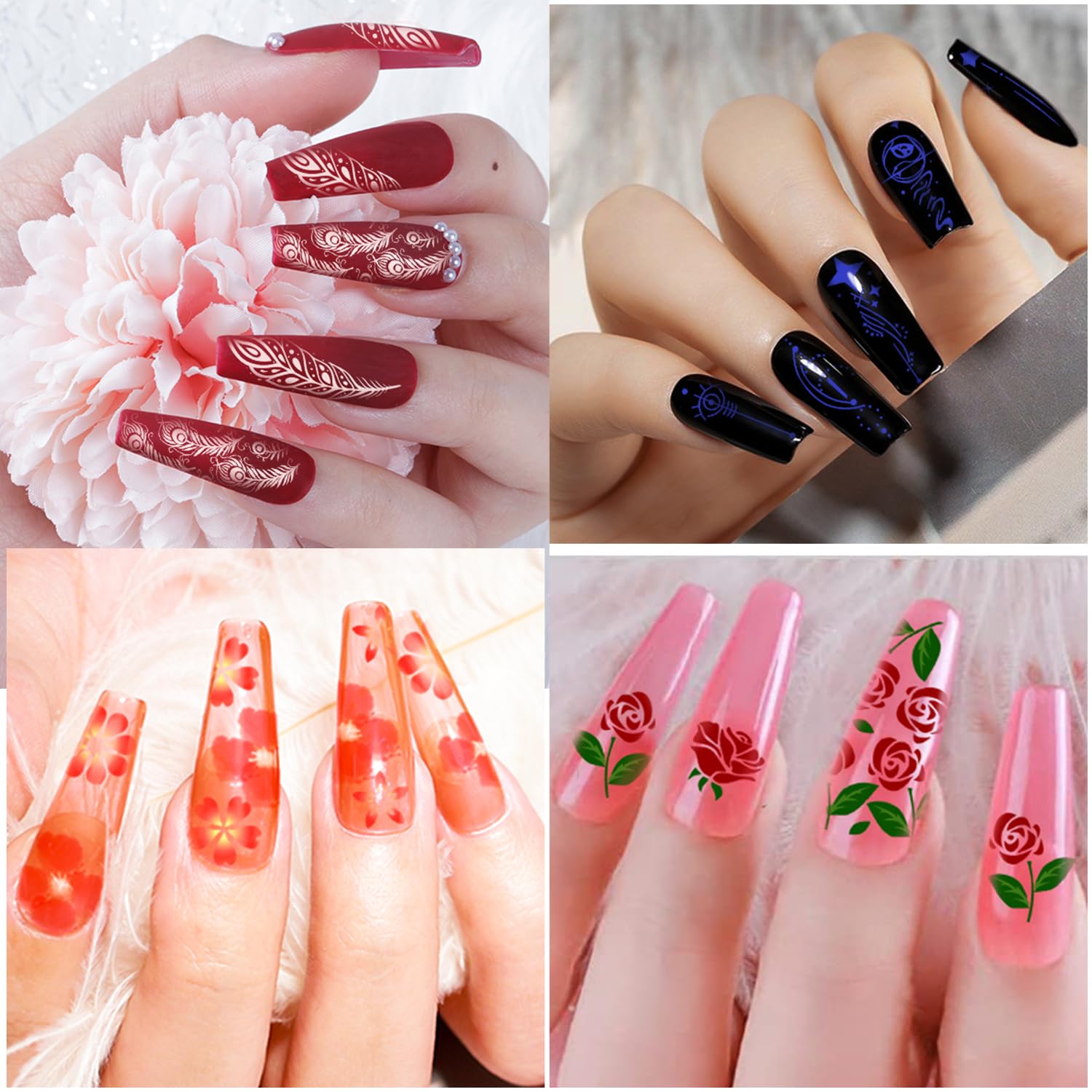 Biutee Nail Stamping Kit – 15PCS Plates, 8PCS Gel Polishes, Stamper & Scraper with Bag, Flower & Holiday Nail Art Designs