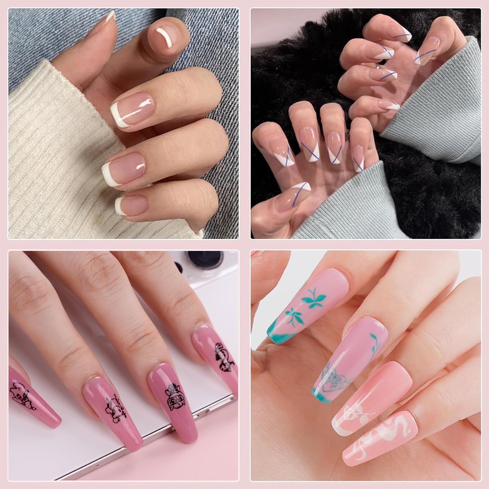 Biutee Nail Stamping Kit – 10PCS French Line Plates with Silicone Stamper for DIY Manicure & Salon Nail Art