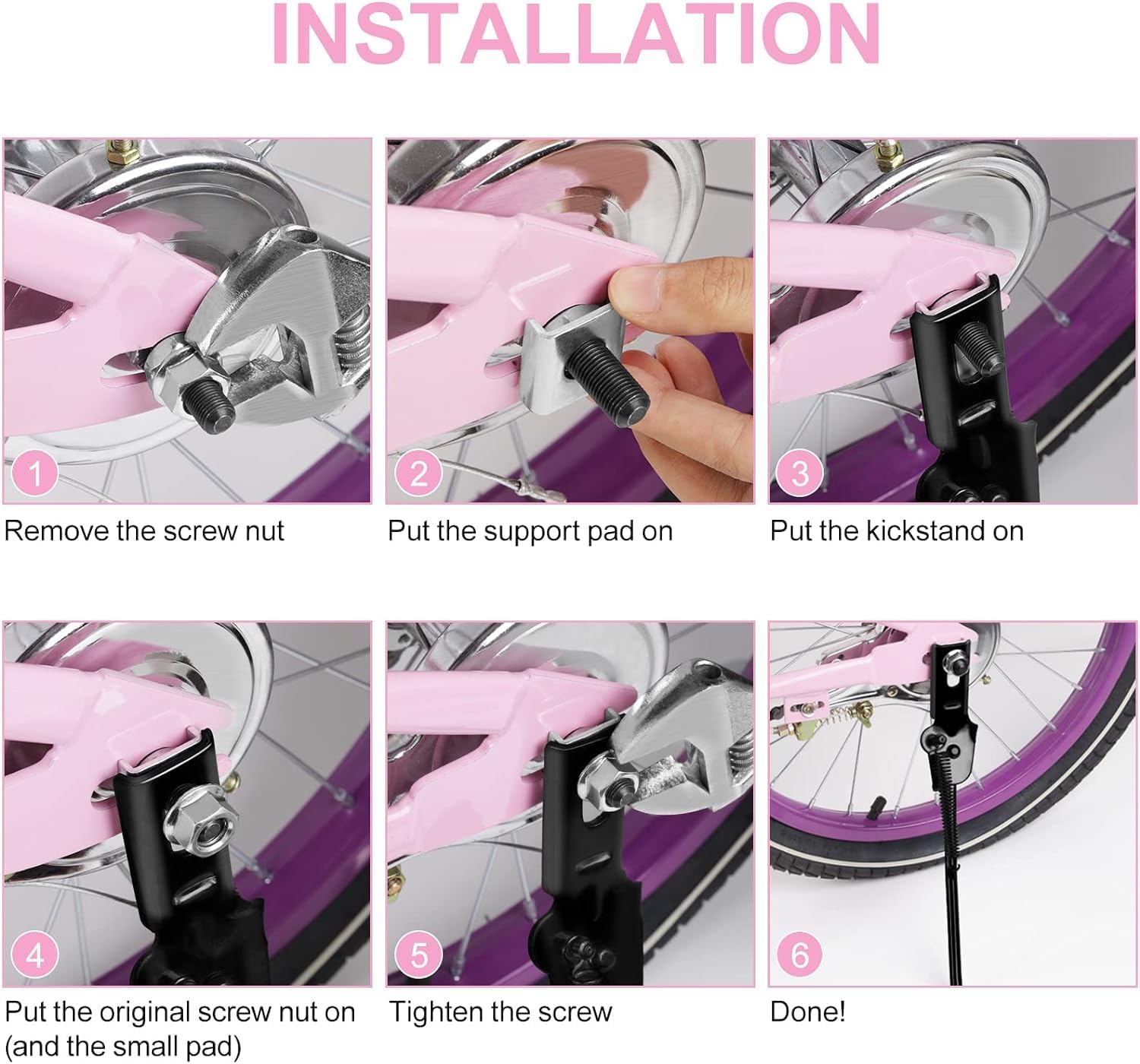 SEISSO 子供用自転車キックスタンド – ユニバーサルリアサイドスタンド、耐久性のあるスチール製、フットパッド付き