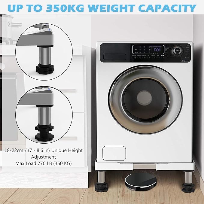 DEWEL Verstellbarer Kühlschrank- und Waschmaschinenständer, 7"-8,6" Höhe, 770LB Kapazität