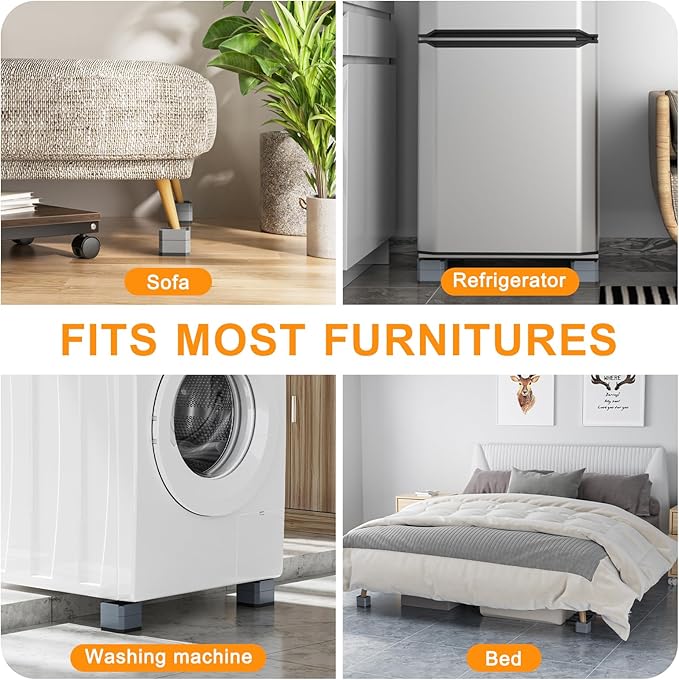 DEWEL Robuste, verstellbare Betterhöhungen, 5,1 bis 10,2 cm, quadratisch, 4er-Set, weiß, unterstützt 500 kg