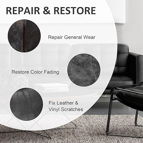 SEISSO ブラックレザーリカラーバーム&リペアキット(家具、ソファ、車のシート用)