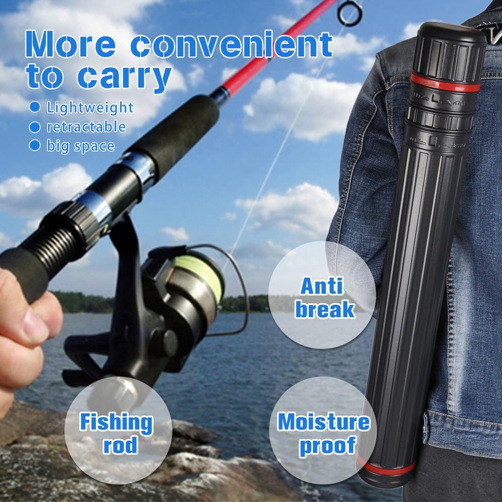 DEWEL 伸縮式アートチューブ 25-40インチ 防水ポスター収納ケース ストラップ付き(1個)