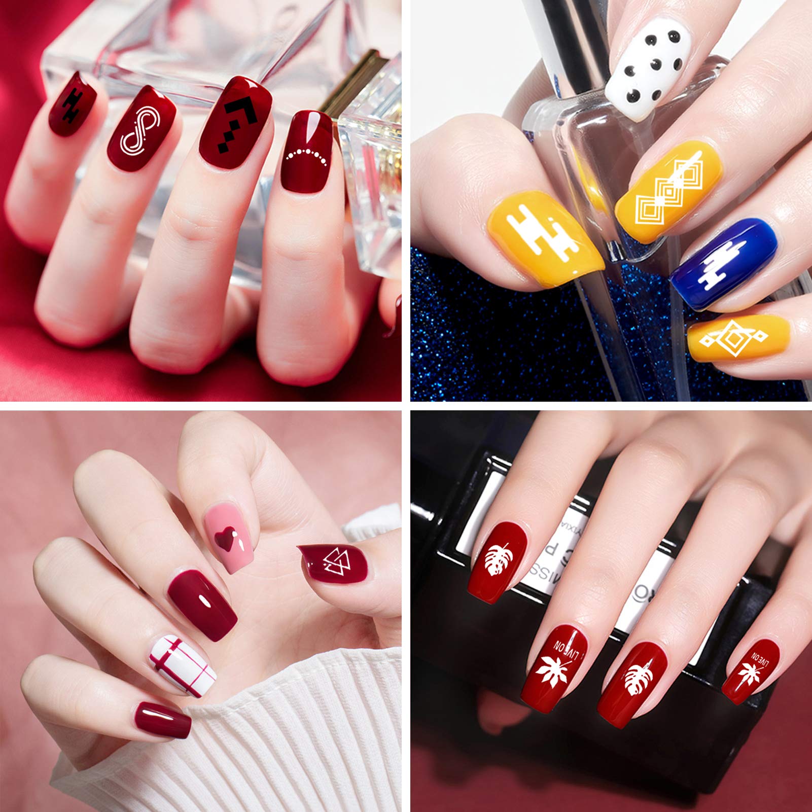 SEISSO 8 Colors Nail Stamping Polish Kit, Stamper & Templates, Peel Off Latex, Base & Top Coat, DIY Manicure Gift Set