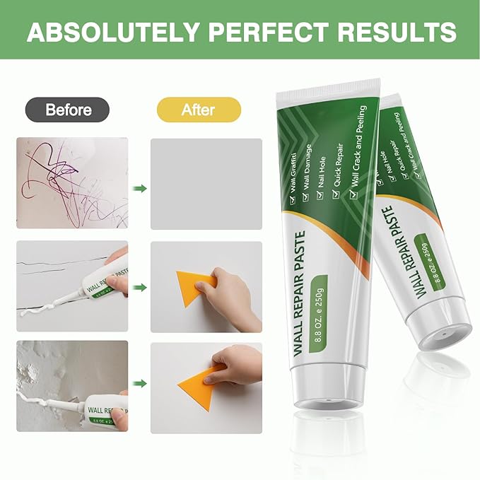 GRPOCHE 2個パック ドライウォール補修キット - 穴やひび割れ用のスクレーパー付きパテ壁パッチ