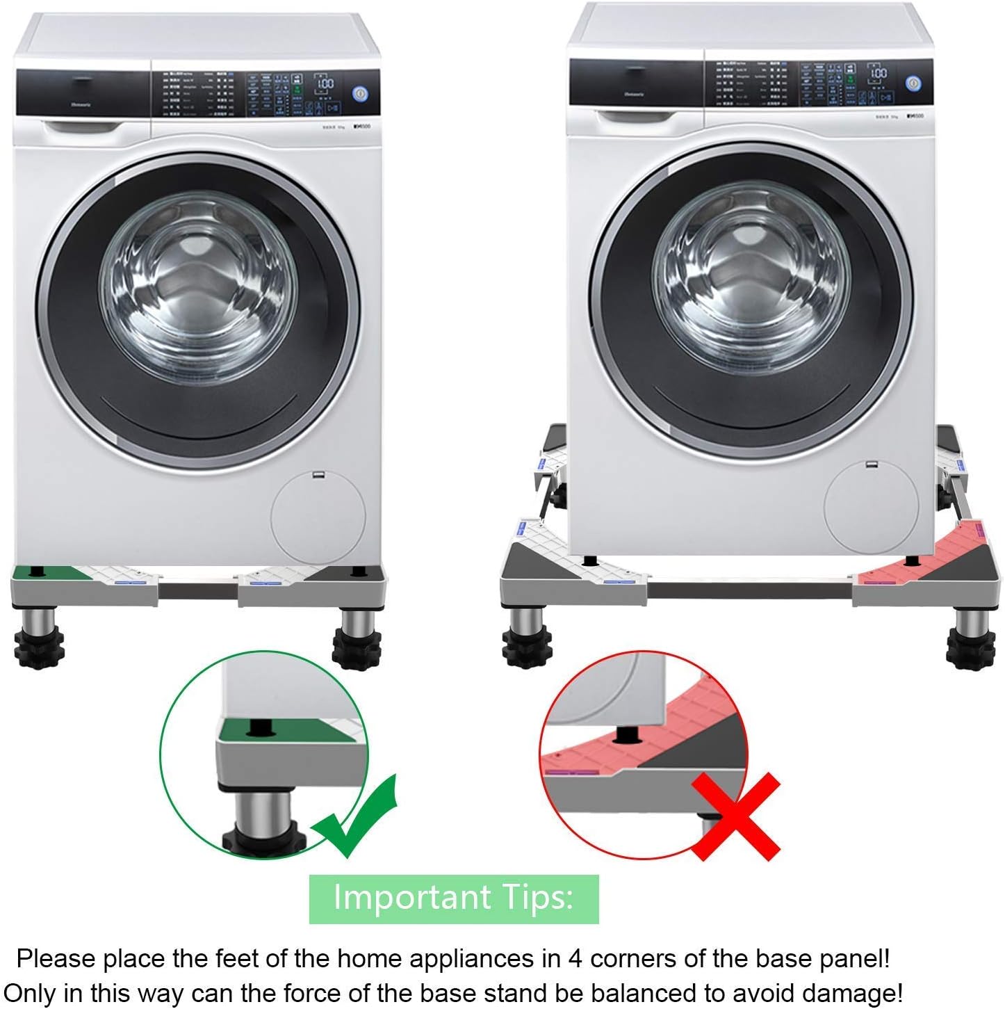 DEWEL 調節可能なミニ冷蔵庫&洗濯機ベーススタンド、容量770ポンド