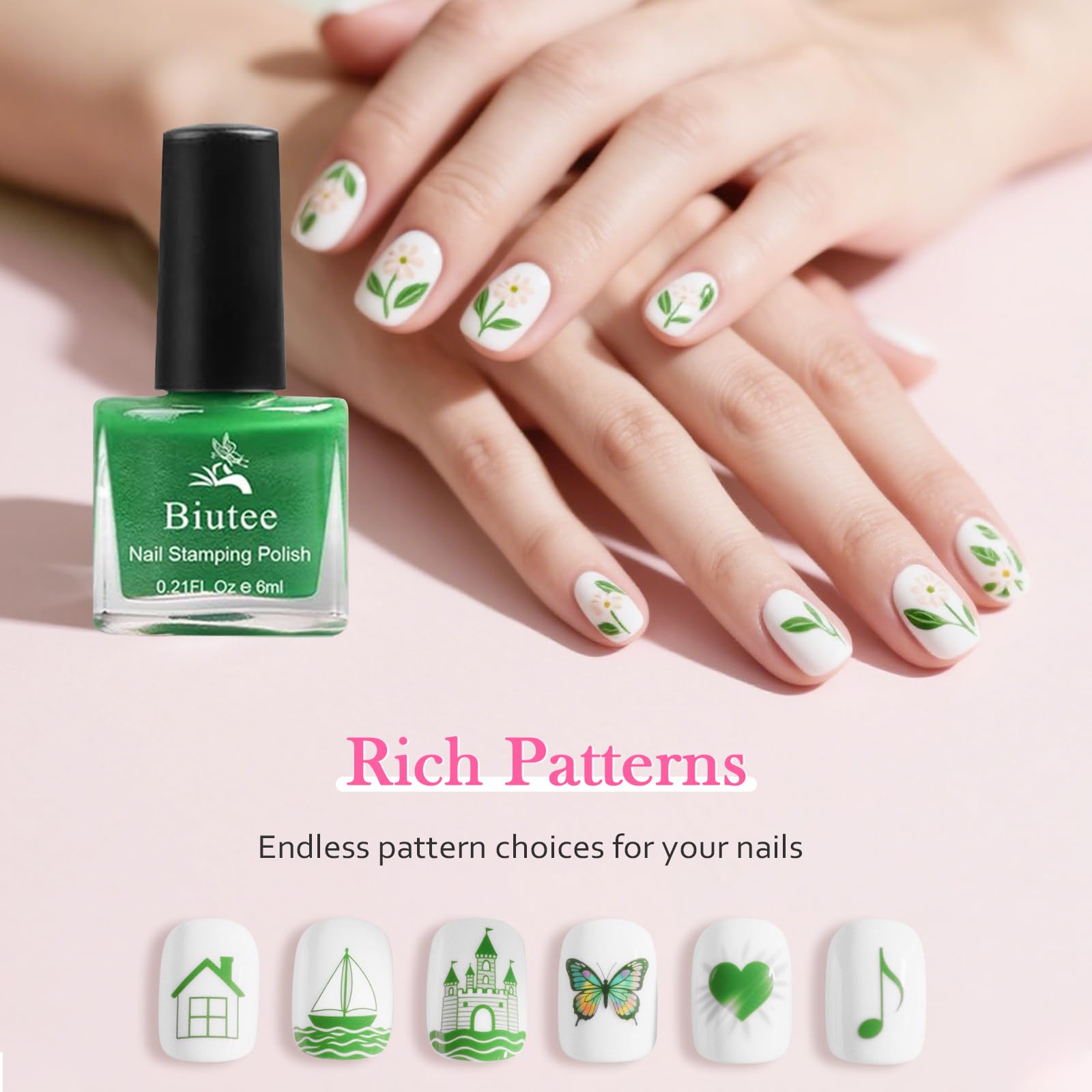 Biutee Nail Stamping Polish – 12 Colors 6ml Air Dry Set for Stamping Plates with Gift Box