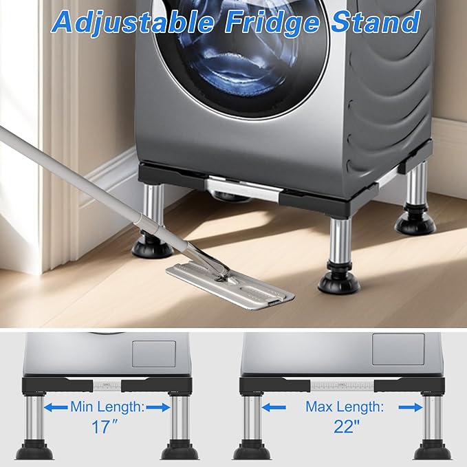 DEWEL Verstellbarer Ständer für Mini-Kühlschrank und Waschmaschine, 12,7–16,8 cm Höhe, 290 kg Tragkraft, passend für 43,2–55,9 cm