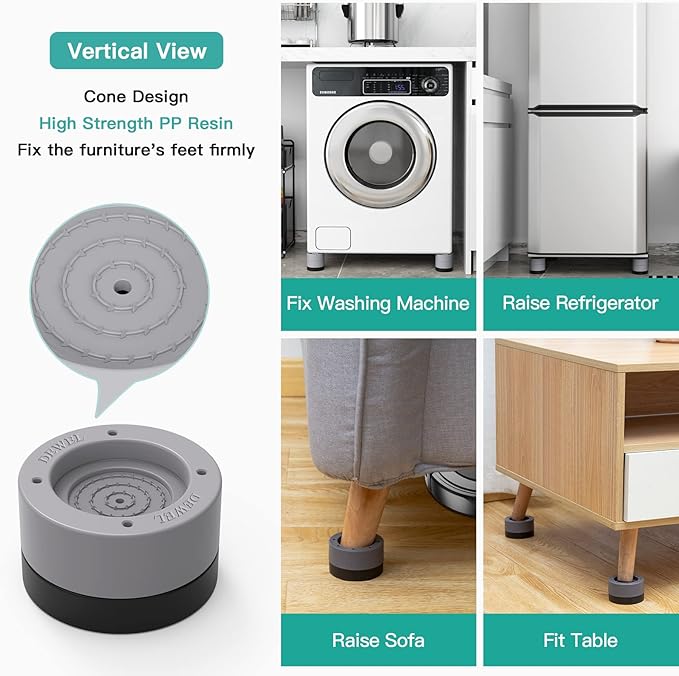 DEWEL Antivibrationspads für Waschmaschine und Trockner, Stoß- und Geräuschunterdrückung, Stabilisatormatte
