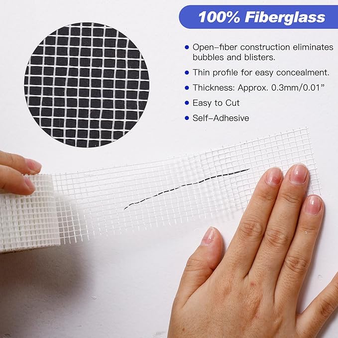 SEISSO ドライウォール補修キット – 2×250g ホワイトウォールパテ、補修テープ&パッチ付き