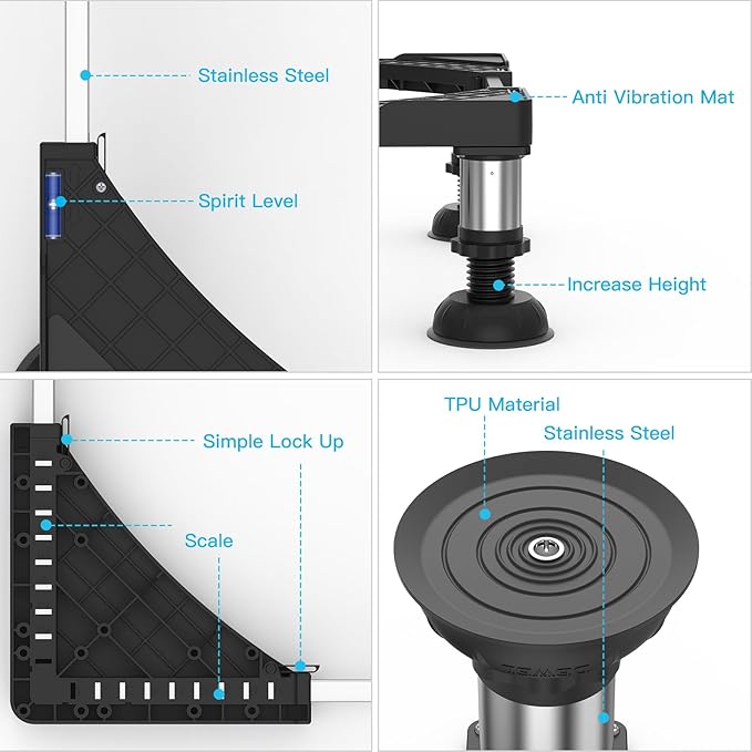 DEWEL Verstellbarer Ständer für Mini-Kühlschrank und Waschmaschine, 12,7–16,8 cm Höhe, 290 kg Tragkraft, passend für 43,2–55,9 cm