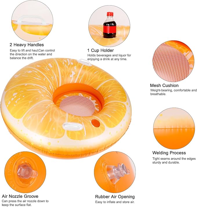 CYFIE 2 Pack Inflatable Glitter Pool Floats Hammock, Heavy Duty Water Rafts