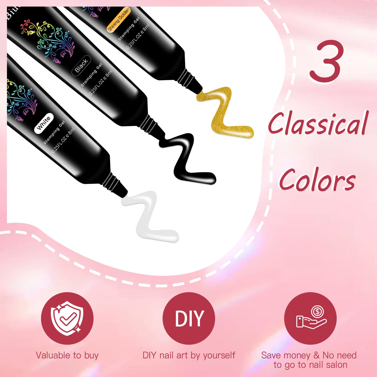 SEISSO 8 Colors Nail Stamping Polish Kit, Stamper & Templates, Peel Off Latex, Base & Top Coat, DIY Manicure Gift Set