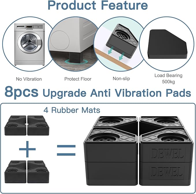 8pcs Upgrade Anti Vibration Pads with product features and DEWEL branding.